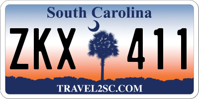 SC license plate ZKX411