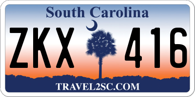 SC license plate ZKX416