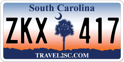 SC license plate ZKX417