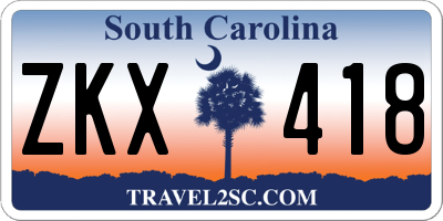 SC license plate ZKX418
