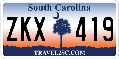 SC license plate ZKX419