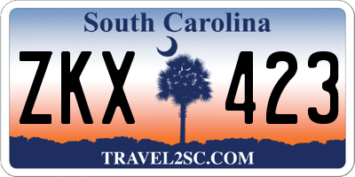 SC license plate ZKX423
