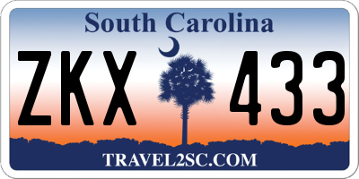 SC license plate ZKX433