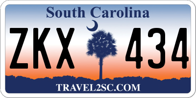 SC license plate ZKX434