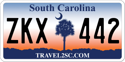 SC license plate ZKX442