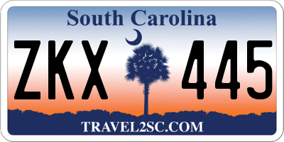 SC license plate ZKX445