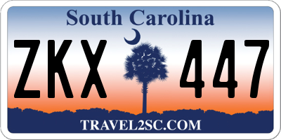 SC license plate ZKX447