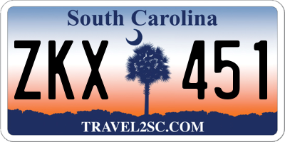 SC license plate ZKX451