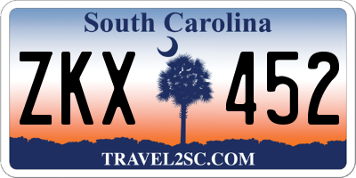 SC license plate ZKX452