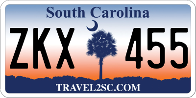 SC license plate ZKX455