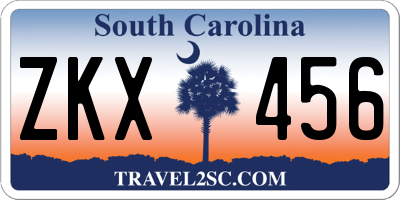 SC license plate ZKX456