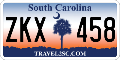 SC license plate ZKX458