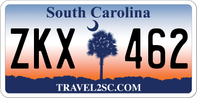 SC license plate ZKX462