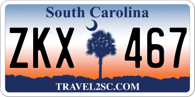 SC license plate ZKX467