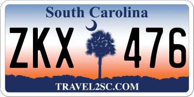 SC license plate ZKX476