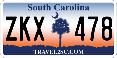 SC license plate ZKX478