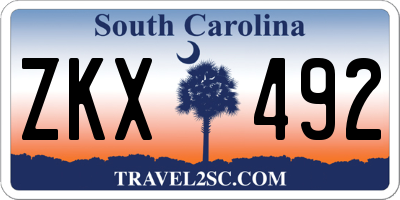 SC license plate ZKX492