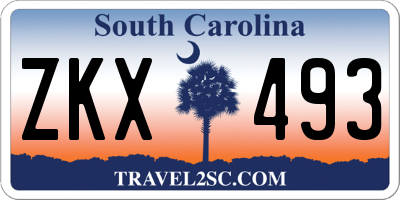 SC license plate ZKX493