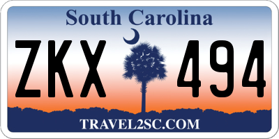 SC license plate ZKX494