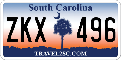 SC license plate ZKX496