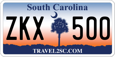 SC license plate ZKX500