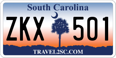 SC license plate ZKX501