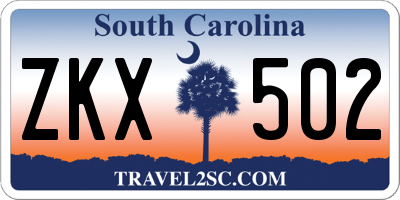SC license plate ZKX502