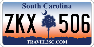SC license plate ZKX506