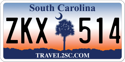 SC license plate ZKX514