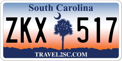 SC license plate ZKX517