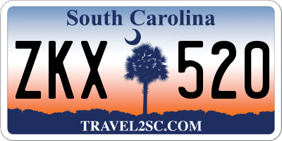 SC license plate ZKX520