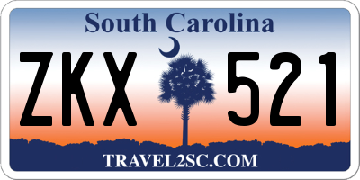 SC license plate ZKX521