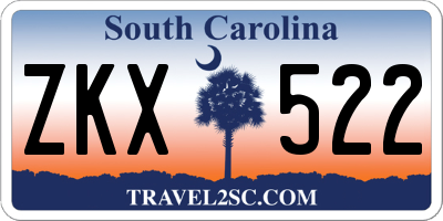 SC license plate ZKX522
