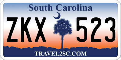 SC license plate ZKX523