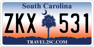 SC license plate ZKX531