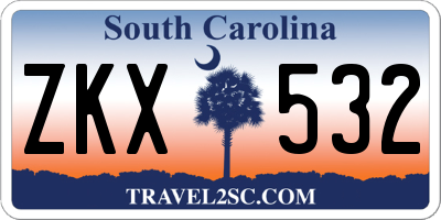 SC license plate ZKX532