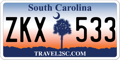 SC license plate ZKX533