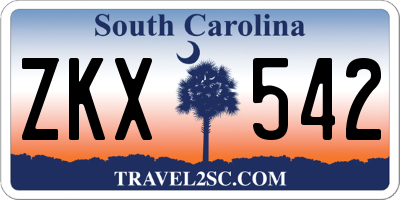 SC license plate ZKX542