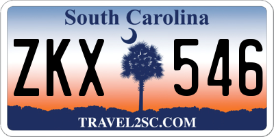 SC license plate ZKX546