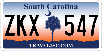 SC license plate ZKX547