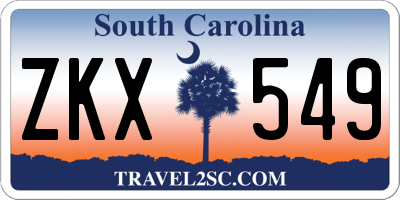 SC license plate ZKX549
