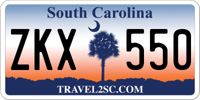 SC license plate ZKX550