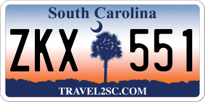 SC license plate ZKX551