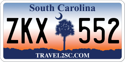 SC license plate ZKX552