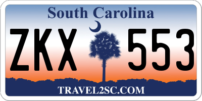 SC license plate ZKX553