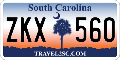 SC license plate ZKX560
