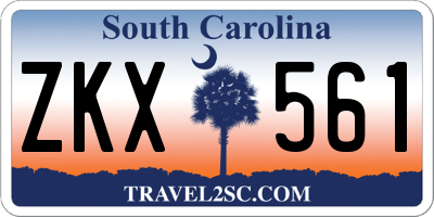 SC license plate ZKX561