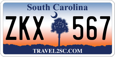 SC license plate ZKX567