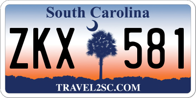 SC license plate ZKX581