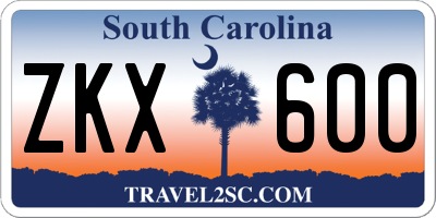 SC license plate ZKX600